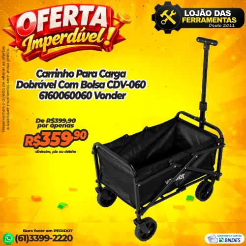 Carrinho Para Carga Dobrável Com Bolsa CDV-060 6160060060 Vonder