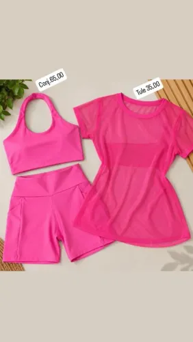 Conjunto short e blusa tule
