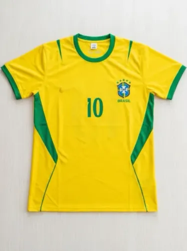 Camisa Dry Fit Masculina Número 10 Amarela e Azul