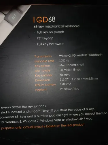 TECLADO MECANICO GD68 (ACEITO TROCAS)