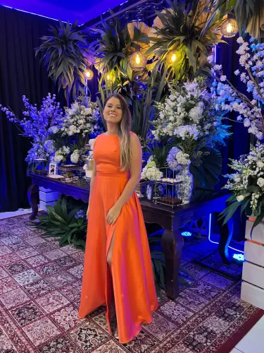 Vestido longo laranja