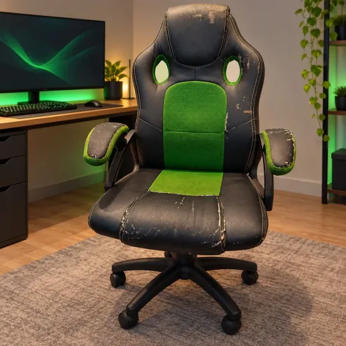 Cadeira Gamer Preta e Verde - Estrutura em Perfeito Estado