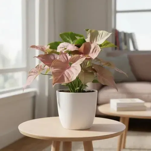 Muda de planta natural Singônio rosa