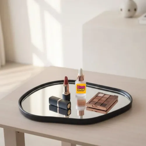 Bandeja Decorativa Espelhada Orgânica Preta - Design Moderno e Sofisticado