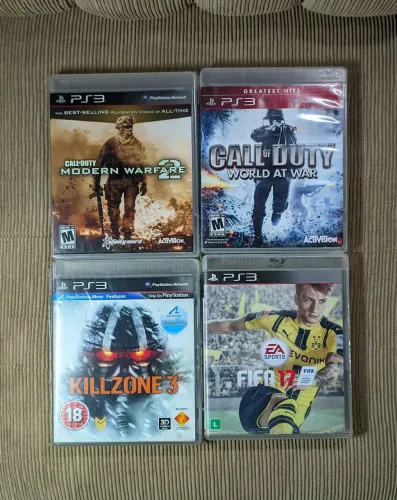 Jogos PS3 / Killzone 3 + FIFA 17 + COD MW3 + COD WAW ( Envio OlxPay )