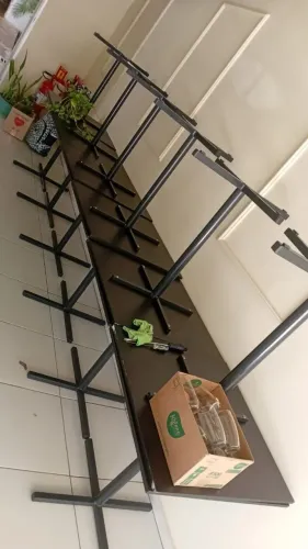 MESA DE METALOM COM MADEIRA (9 UNIDADES) */ *