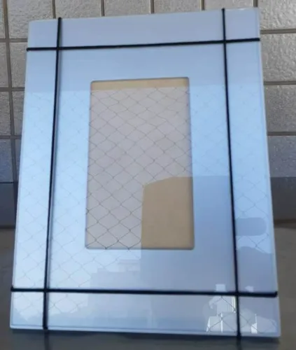 Porta-retratos 1 em madeira MDF, 1 em cerâmica castanho claro