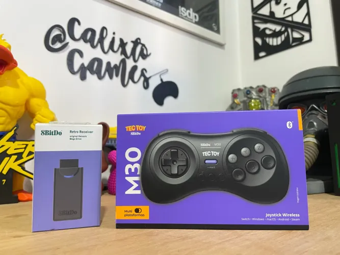 Controle Mega Drive Tectoy M30 + Adaptador 8bitdo 