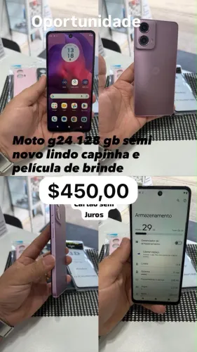 Celular g24 128 gb rosa lindo 100% ok com garantia aceito cartão entrego 
