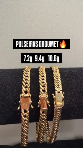 Pulseiras Groumet de ouro 18k procedência garantia eterna