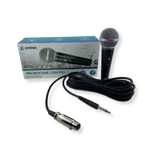 Microfone Com Fio Profissional Mc58 Onistek Cabo de 5m *ENTREGA GRÁTIS*