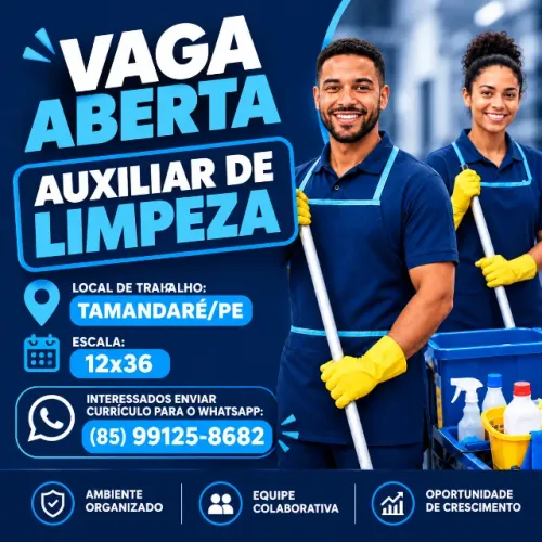 VAGA DE AUXILIAR DE LIMPEZA 