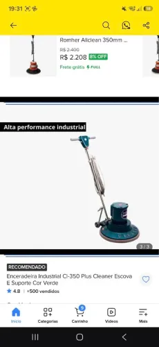 Enceradeira Industrial Cl-350 Plus Cleaner Escova E Suporte Cor Verde