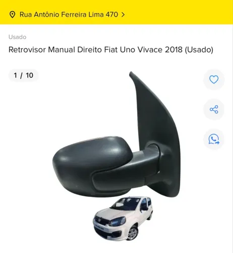 RETROVISOR DIREITO ORIGINAL FIAT UNO VIVACE