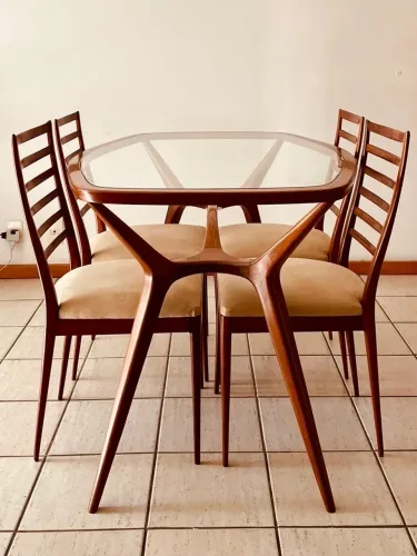 mesa de jantar + 4 cadeiras - original vladimir kagan - 1957