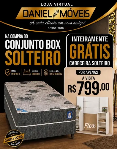 Cama box solteiro brinde cabeceira