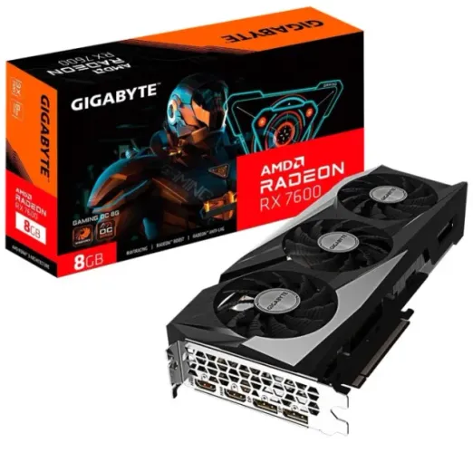 Placa de Vídeo RX 7600 GAMING OC 8G AMD Radeon Gigabyte