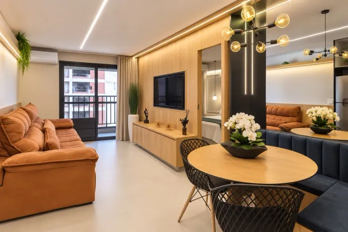 HUB COMPACT LIFE - 50 m² - MOBILIADO E DECORADO - 1 QUARTO + VARANDA
