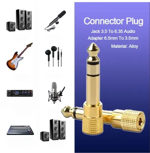 Adaptador P2 3,5mm para P10 6,35mm Áudio Macho/Fêmea Conector para Fone 1 Unidade