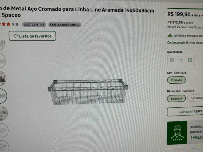 Estante de Metal Aço Cromada + prateleiras + cesto