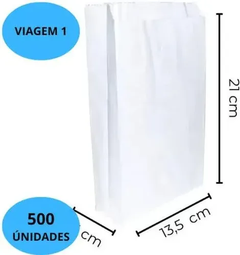 Saco de papel branco viagem 1 pct c/500