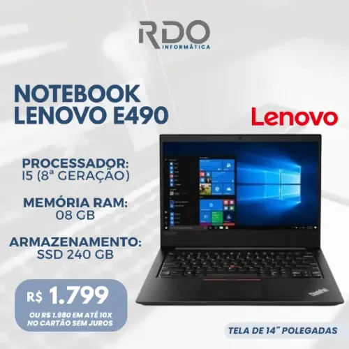 Notebook Lenovo E490 i5 8ª Geração 8GB SSD 240GB Tela 14" - Excelente desempenho! 