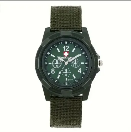 Relógio Esportivo Swiss Army Casual Nylon Quartzo Militar Verde Estilo Fashion