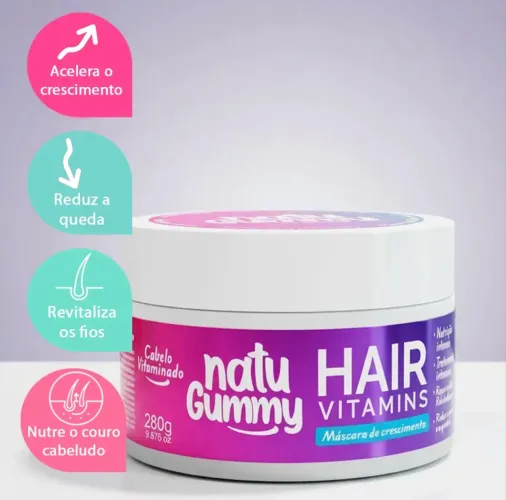 Máscara de Crescimento Hair Vitamins Natu Gummy (280g)