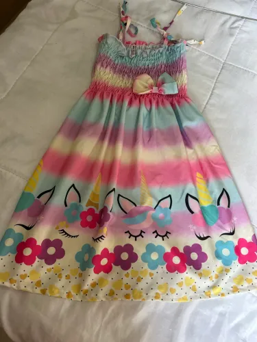 Vestido Infantil Unicórnio Tam. 4/5 Anos - Lindo e Delicado