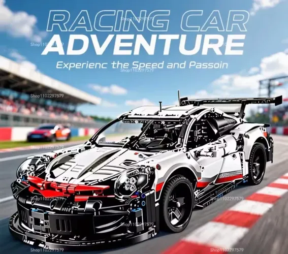 Carro de Corrida Blocos de Montar estilo Lego 1680 Peças Tipo Porsche 911