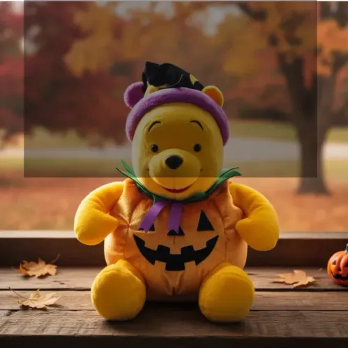 Pelúcia Ursinho Pooh Fantasia Abóbora Halloween Disney