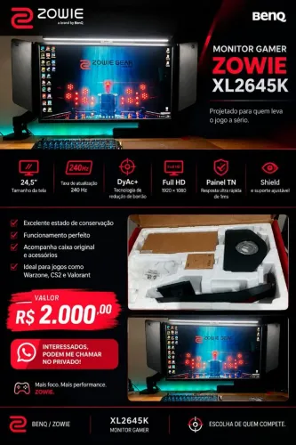 Monitor Zowie BenQ 240hz XL2645K Dyac+