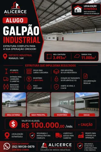 ALUGO NO DISTRITO INDUSTRIAL 3300 M2 NIVEL 5 INDUSTRIAL