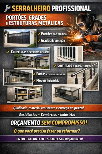 Cobertas, portões, portas e grades