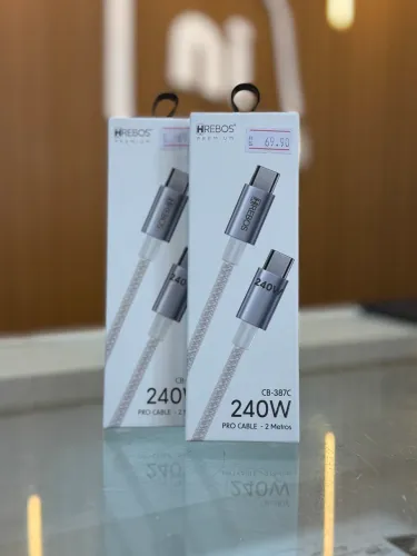 Cabo Usb C x Usb C 240W 2 Metros Hrebos Premium