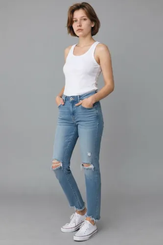 ? CALÇA JEANS FEMININA DESTROYED | TAMANHO 44