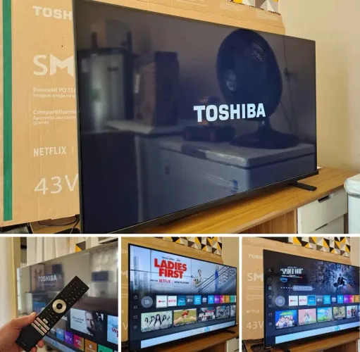 TV Smart Toshiba 43 com borda ultrafina comando de voz com caixa top