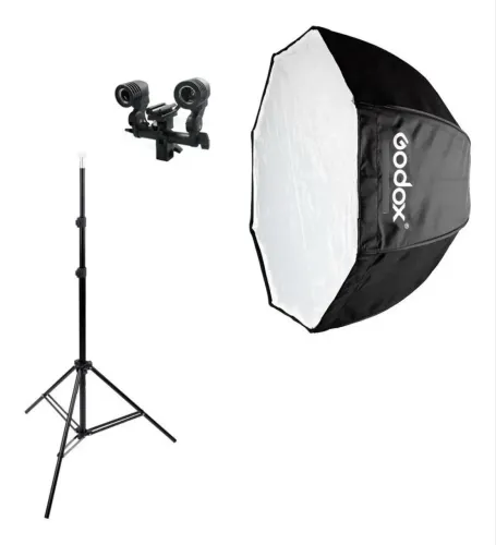Kit Softbox Godox 120cm Octabox P Flash Lâmpada Luz Contínua