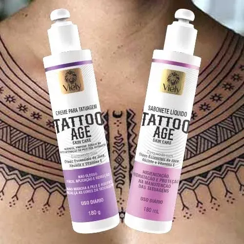 Kit Creme para Tatuagem 180g + Sabonete Liq. 180ml Tattoo Age