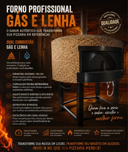 Forno de Pizza Profissional - a lenha e a gás