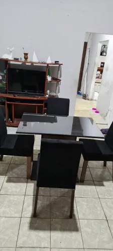 Conjunto sala de jantar Madesa Zion com tampo de vidro
