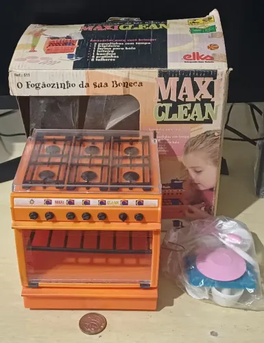 Fogão Maxi Clean - Elka Anos 80 Na Caixa - Miniatura + Acessórios