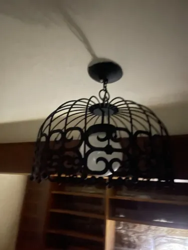Lustre Pendente Gaiola em Ferro Preto Estilo Rústico/Vintage