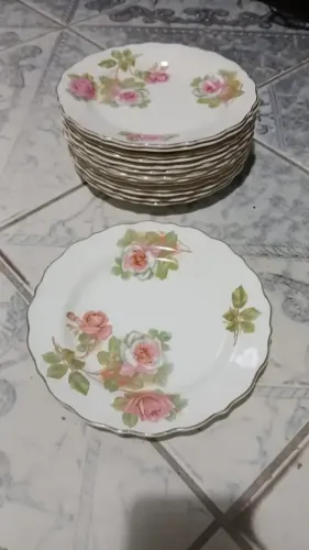 14 Pratos Ingleses Antigos John Maddock Royal Vitreous Branco