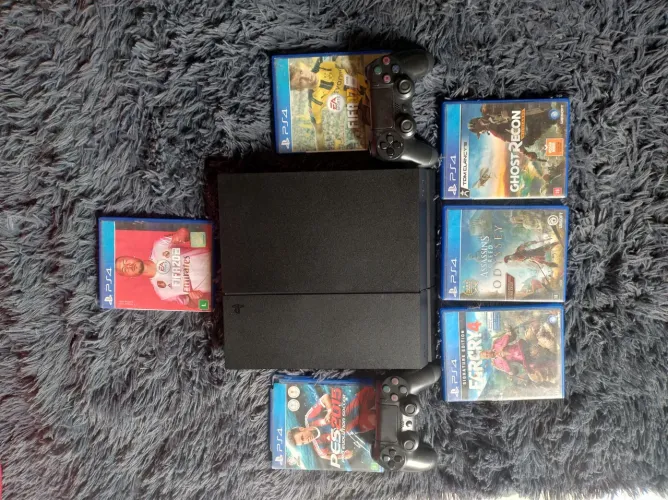PS4 C/ 2 CONTROLES + 12 JOGOS