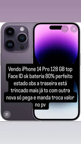 Vendo ou troco iPhone 14 Pro 128 GB top novo