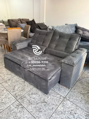 Sofá Retrátil e Reclinável 2m pillow 16cm  - estofamento veludo macio