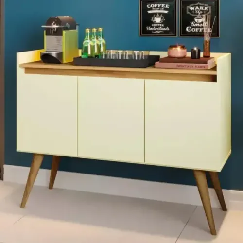 Super Oferta Buffet Gold com 3 portas Perola/Mel (entrega grátis)