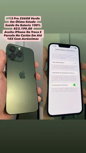 iPhone 13 Pro 256GB Verde ( Saúde Da Bateria 100% ) Usado