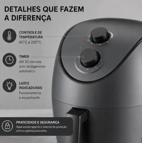 Air Fryer 4L Antiaderente Cinza 220V 1500W